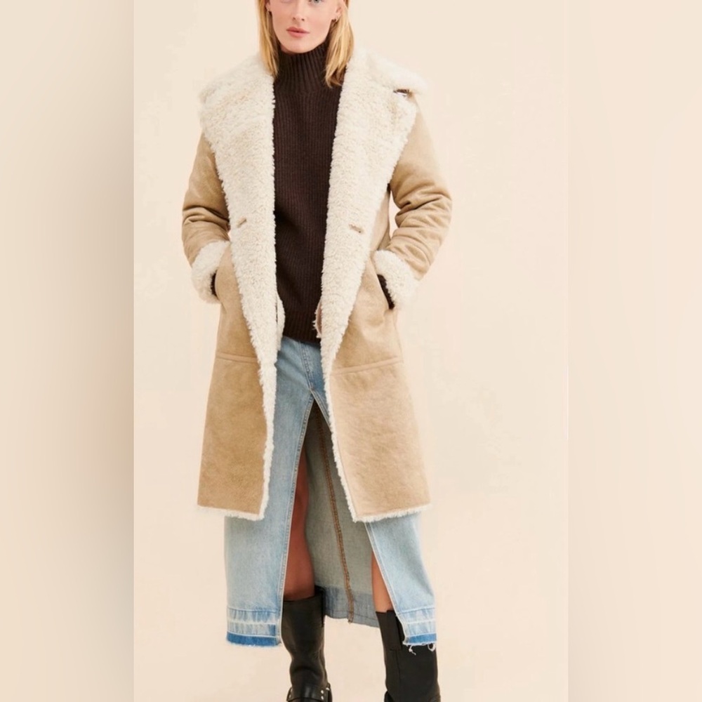 Anthropologie NVLT faux leather shearling coat